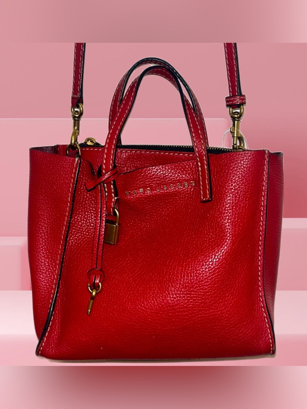 Marc Jacobs Red Leather Tote Bag w/ Lock and Key